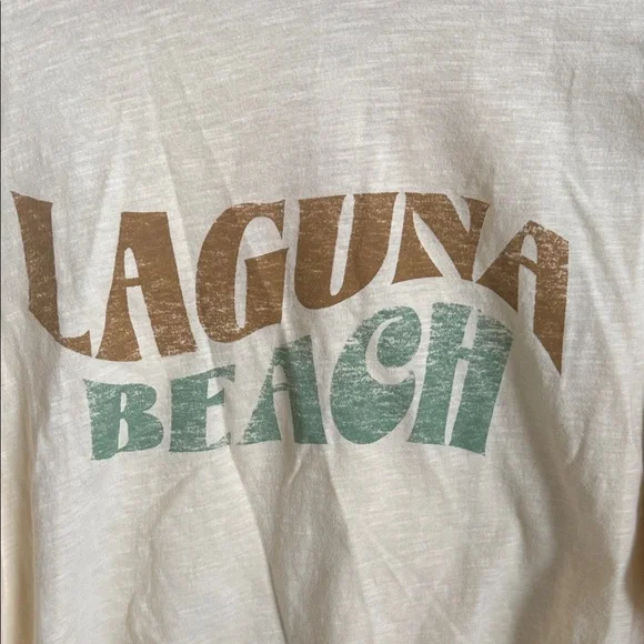 PINK Victoria's Secret Yellow Laguna Beach Long Sleeve Cropped Tee Shirt Large - Picture 3 of 6